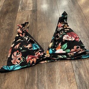Floral Black Bikini Top